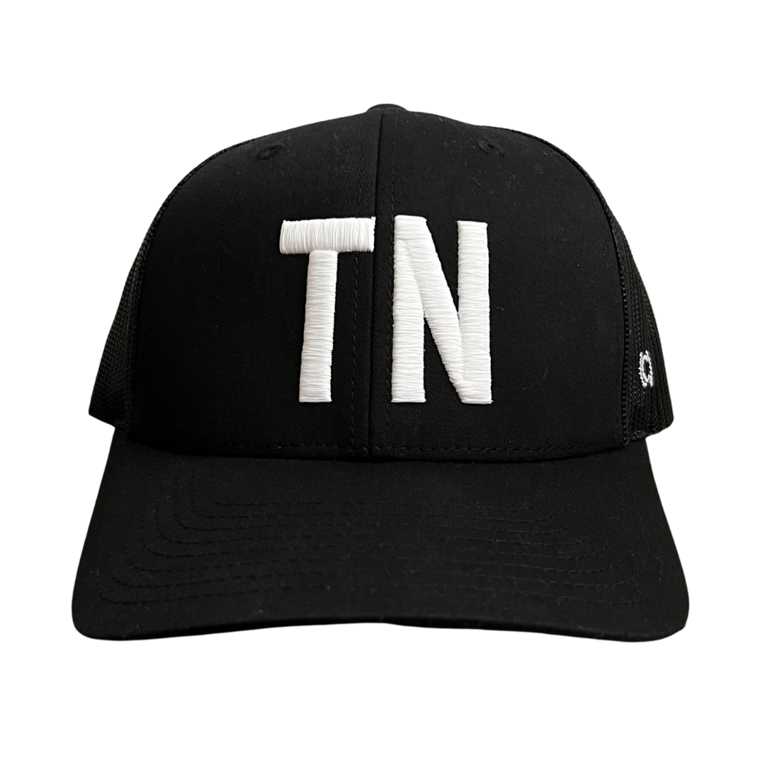 Black and White Embroidered TN Trucker Hat