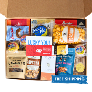 Gift box full of tennessee snacks and chocolates. 
