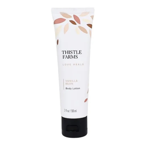 2 fl oz vanilla body lotion in squeeze tube with flip cap. 