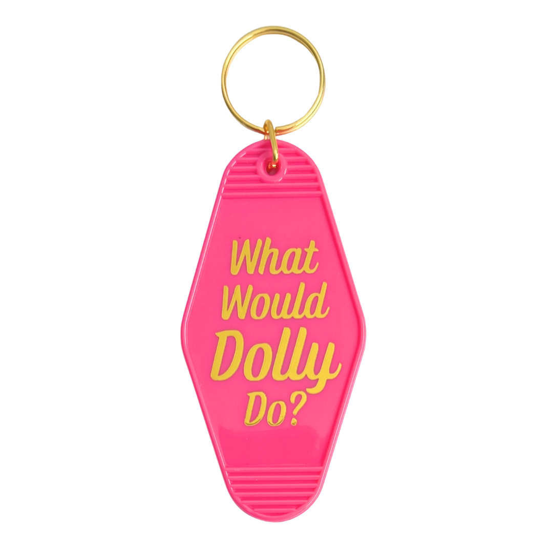 hot pink motel style keychain. 
