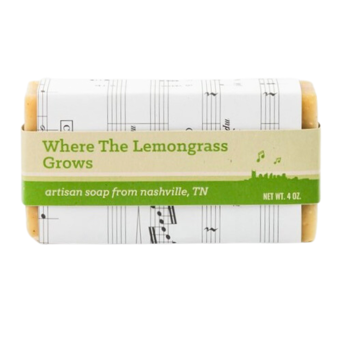 4 oz Where The Lemongrass Grows Soap Bar, scented with lemongrass. 