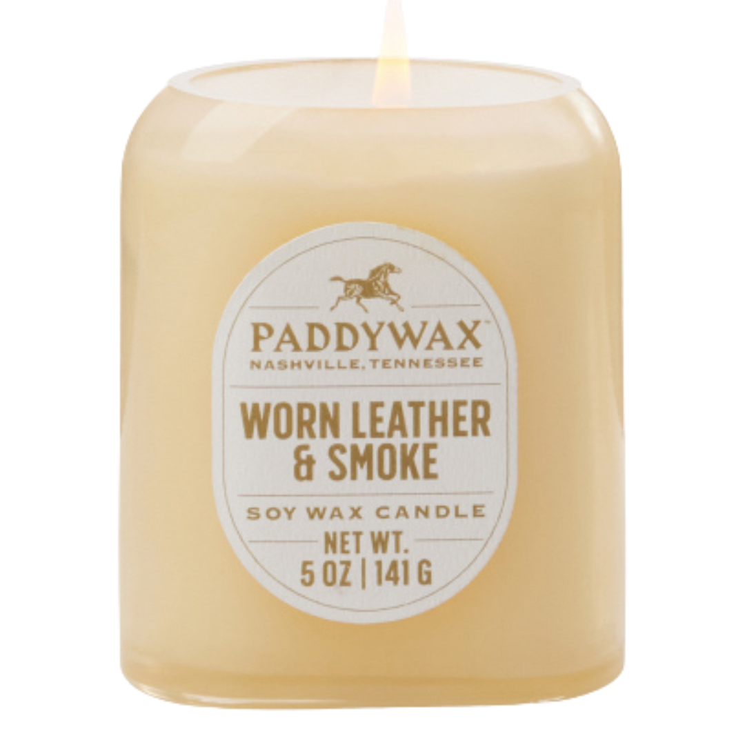 Worn Leather and Smoke Cream Glass Vista Candle