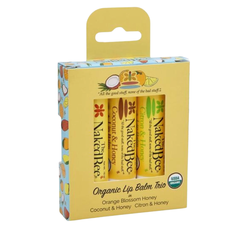 The Naked Bee 3 Pack Organic Lip Balm Gift Set