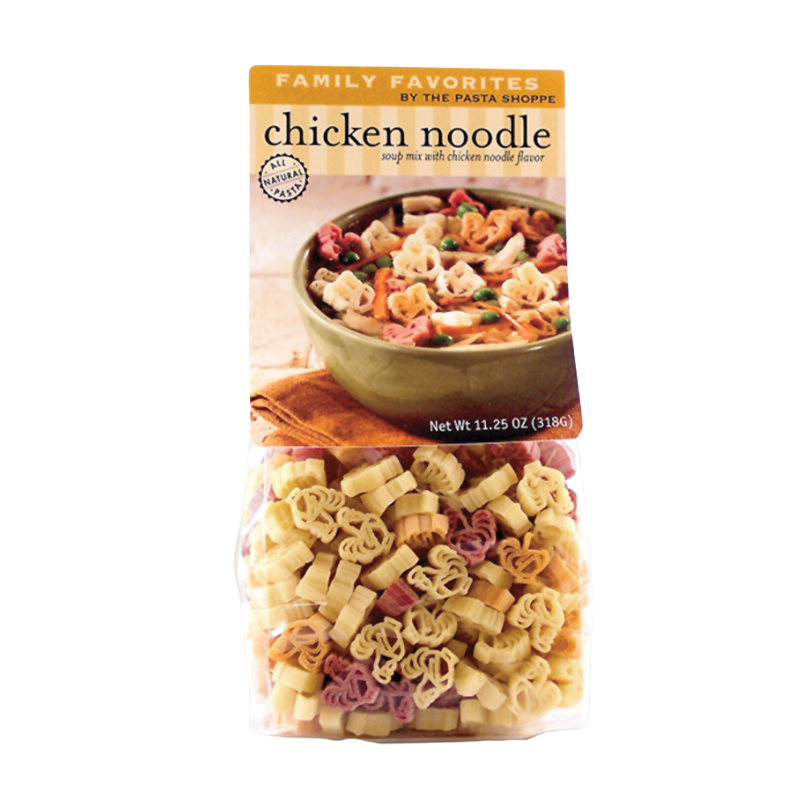 Clear bag of chicken noodle soup pasta. 11.25 oz.