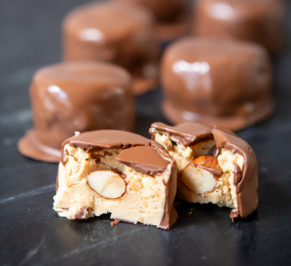 Light blue box of 10 milk chocolate Bolts Bites. 