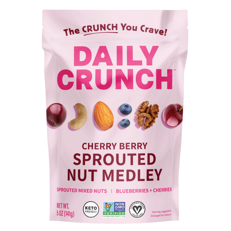 4 oz Daily Crunch Sprouted mixed nuts, blueberries and cherries Snack Mix.