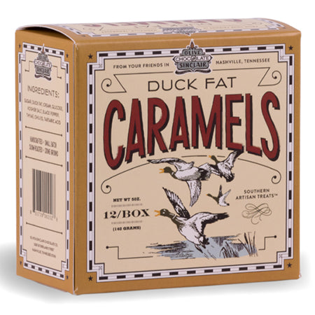 12 individually wrapped duck fat caramels.