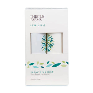 Hand Care Duo Set with Liquid Hand Soap and Moisturizing Lotion in Eucalyptus Mint.