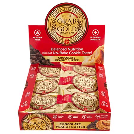 2 oz  gluten-free dairy-free balanced protein snack bar made with peanut butter chocolate and oatmeal.