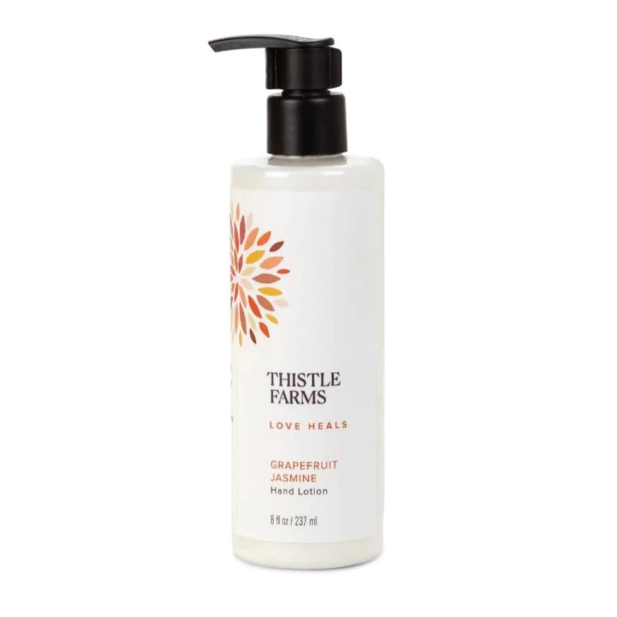 8 fl oz Grapefruit Jasmine Hand lotion in plastic bottle with pump top. 