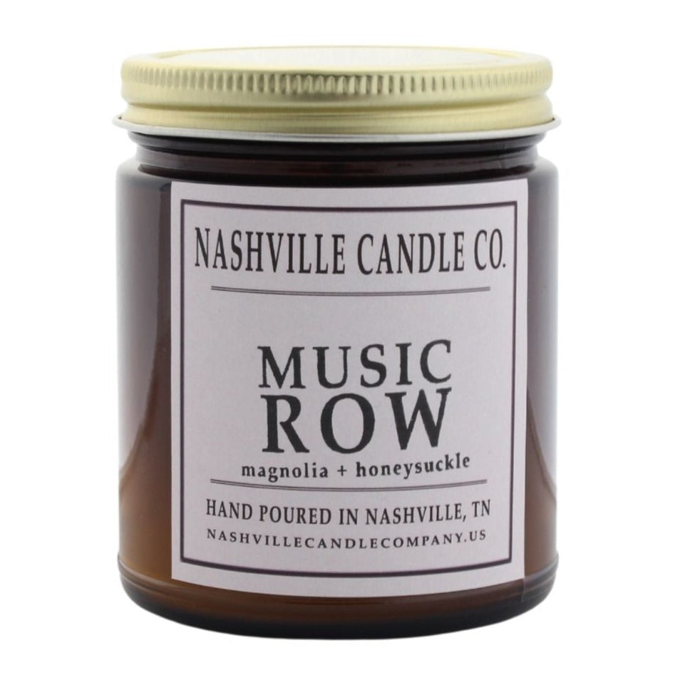 Check out the Music Row candle from Nashville Candle Company. Made right here in Music City. 9 oz candle with scents of magnolia and honeysuckle.