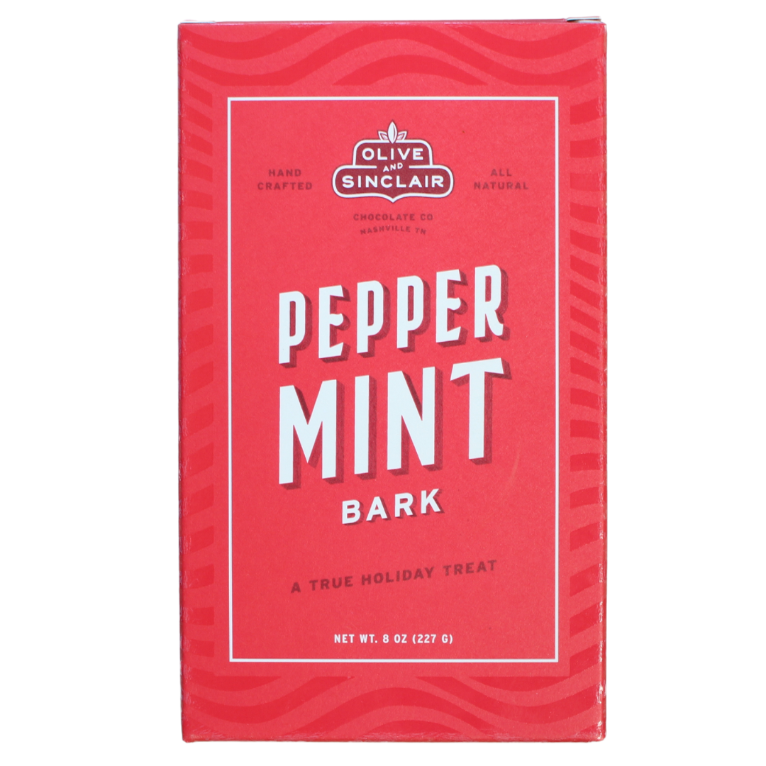 8 oz of 67% Cacao Dark Chocolate and Buttermilk White Chocolate with crushed peppermint candies. 