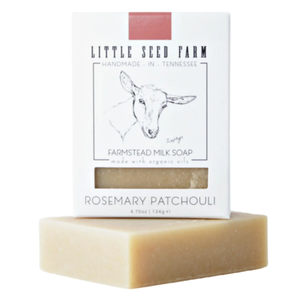 2.4 oz Rosemary patchouli scented goat's milk soap bar.