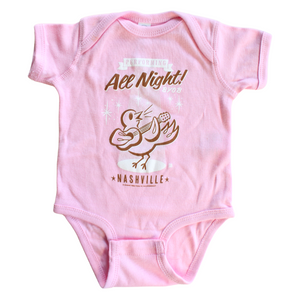 Performing All Night! Pink onesie for baby. 