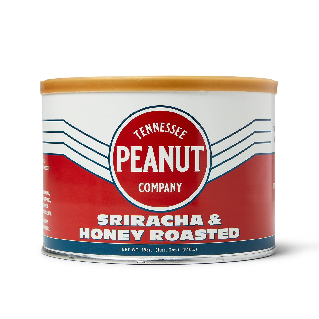 18oz can of Sriracha Honey Roasted Peanuts.