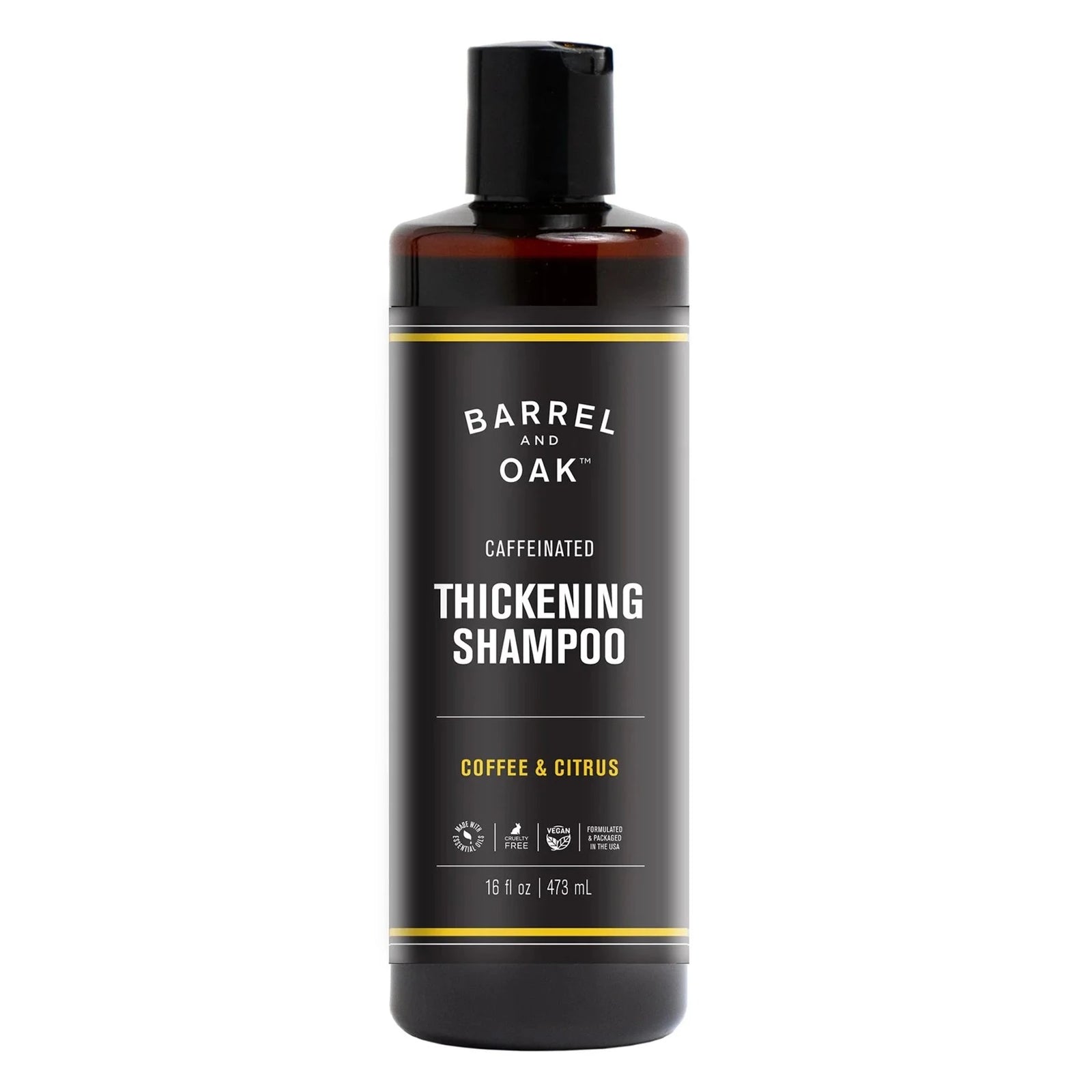 16 fl oz Thickening Shampoo with coffee and citrus.