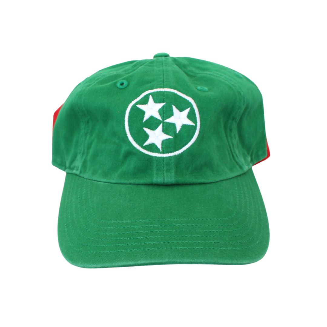 White stitched Tristar emblem on a navy washed chino hat.