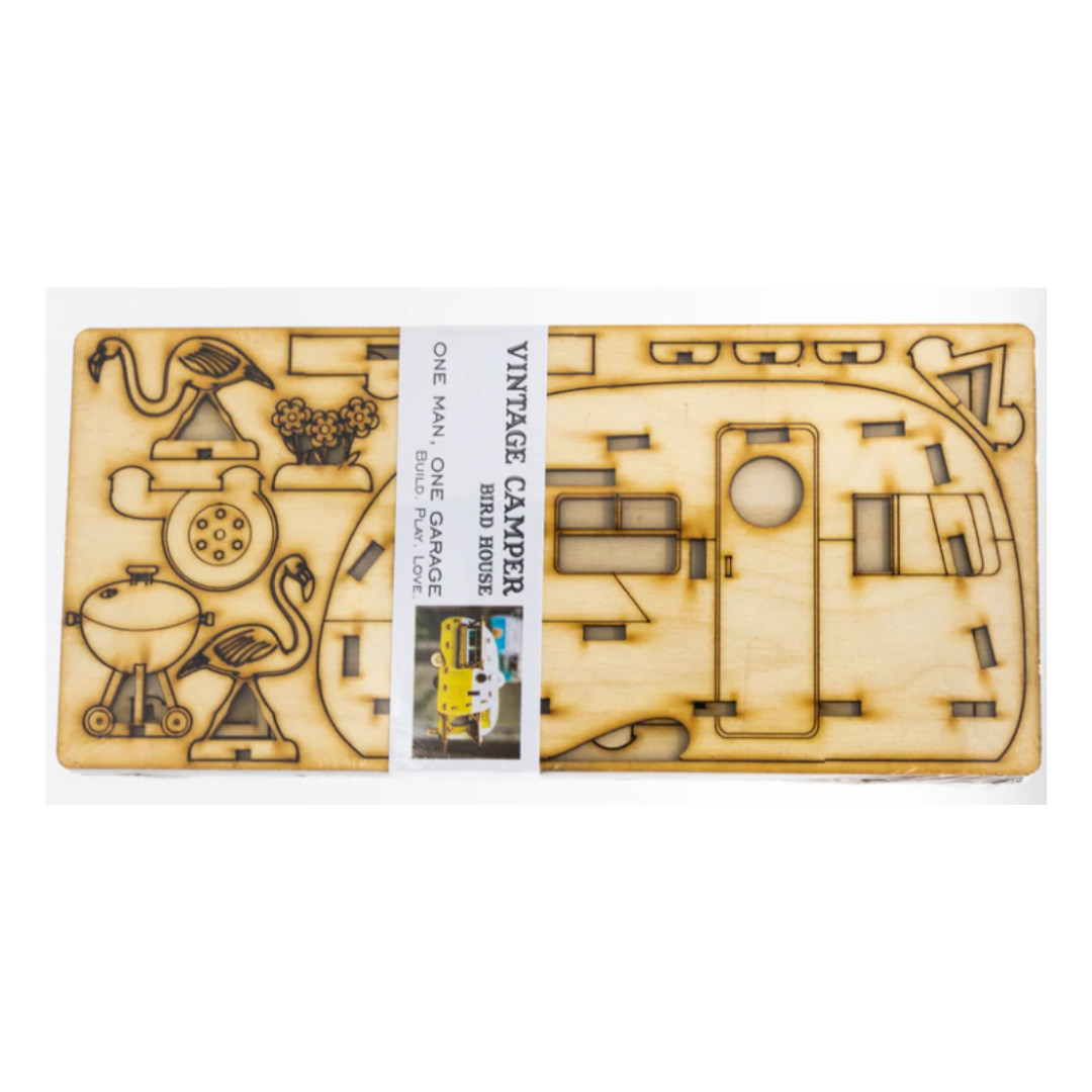 Vintage Camper Birdhouse laser cut wood Kit.