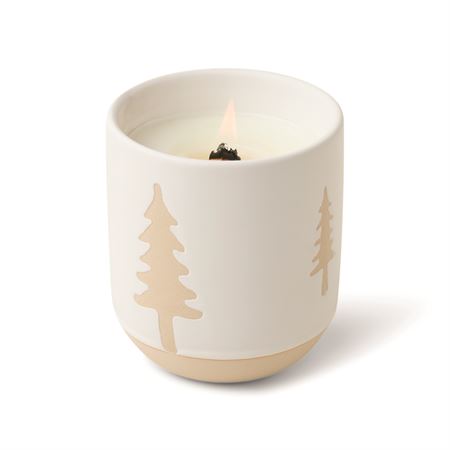 Cypress and Fir White Ceramic with Tree Candle