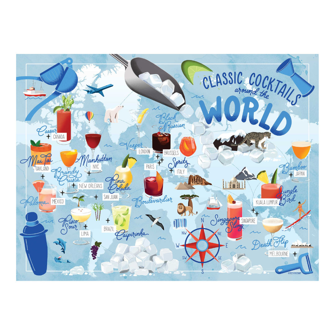 500 piece jigsaw puzzle of cocktails. 