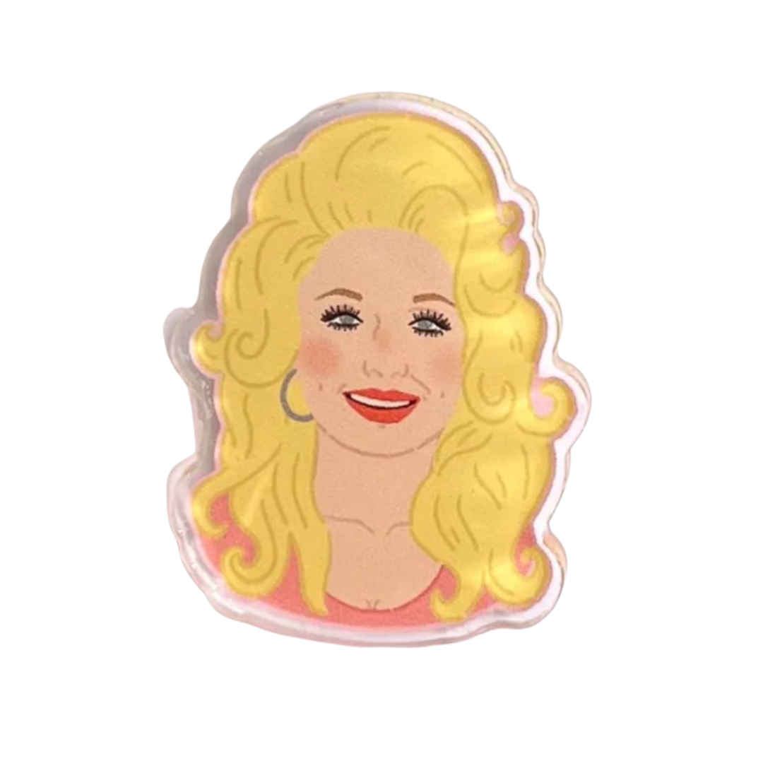 dolly acrylic lapel pin