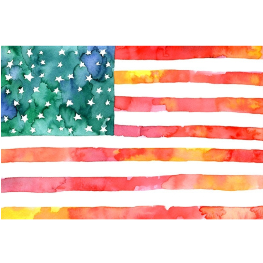 Nashville based artist Meera Lee Patel's beautiful watercolor design of the American flag!