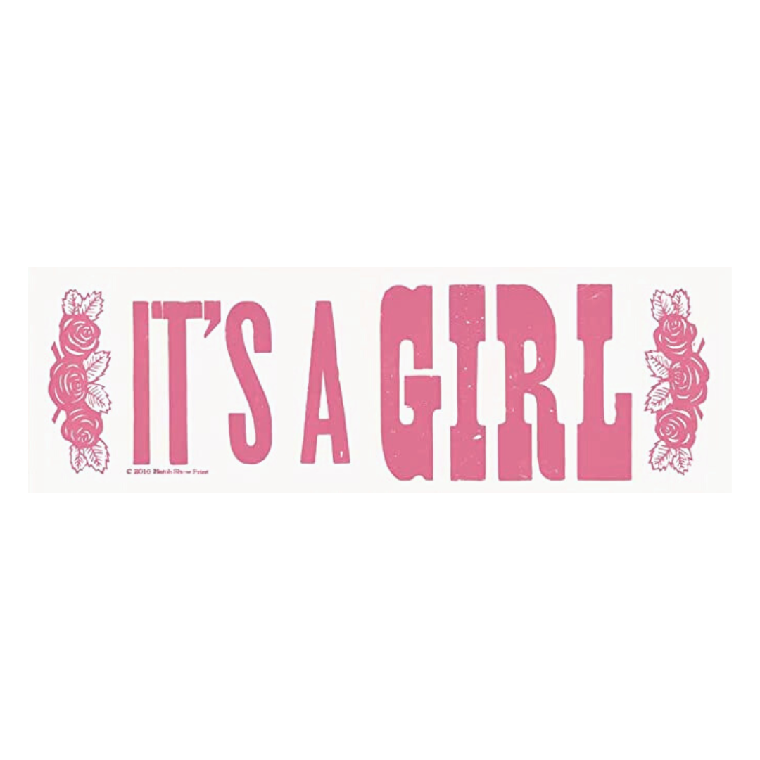 Get your pink confetti out with this "It's A Girl" poster that is perfect for anything to a gender reveal party or new nursery.