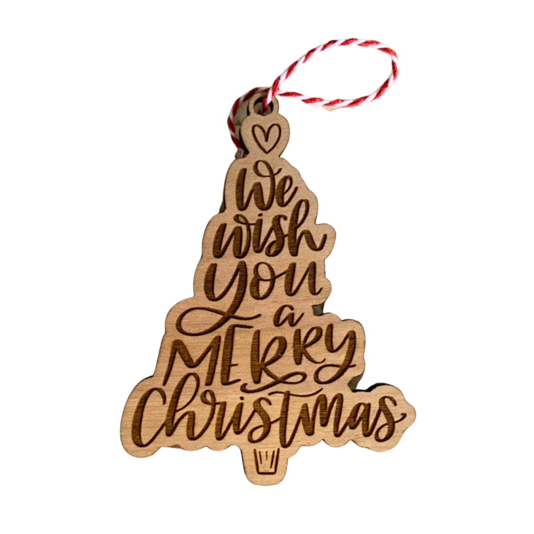 We Wish You A Merry Christmas Tree Wood Ornament