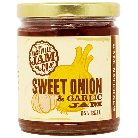 10.5 oz glass jar of sweet onion and garlic jam
